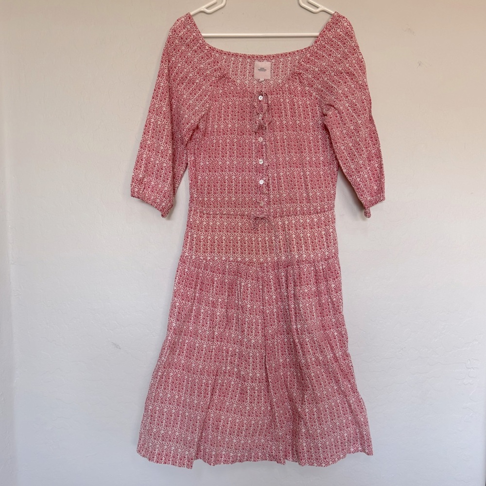 Mads Norgaard Pink Patterned Midi Dress